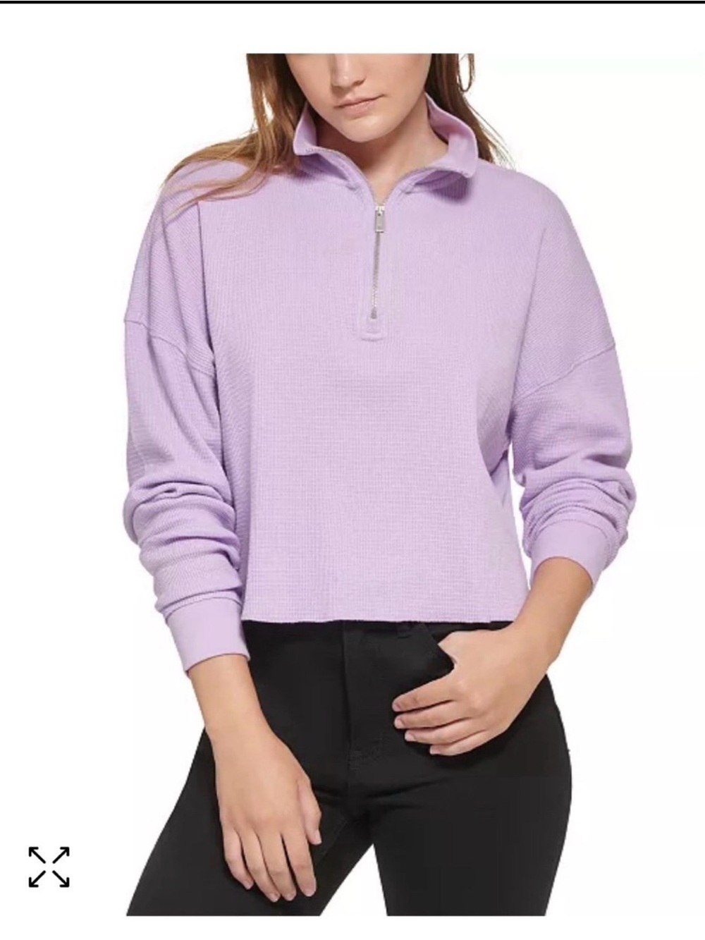 Calvin Klein Lavender Quarter-Zip Cropped Sweatshirt